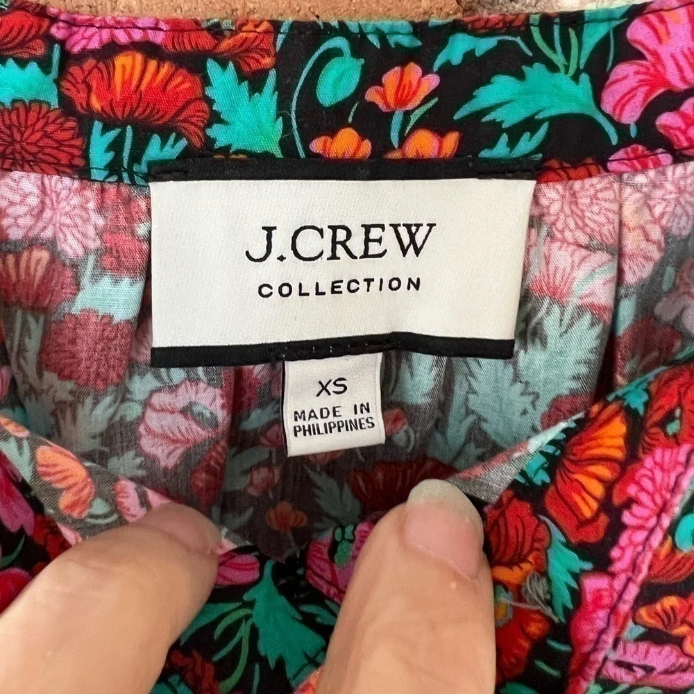 J.Crew Classic cotton Puff-sleeve top in Ratti® Red blooms